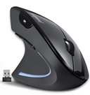 black computer mouse set up for use with  left hand
