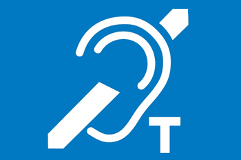 Loop hearing system icon - ear with capital T